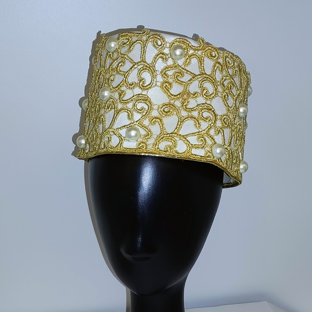Elegant Gold Embellished Women's Hat